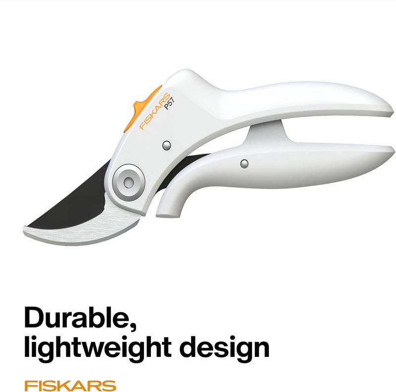 Fiskars مقص بypass مع PowerLever، مقصات حديقة خفيفة الوزن، أبيض - Image 4